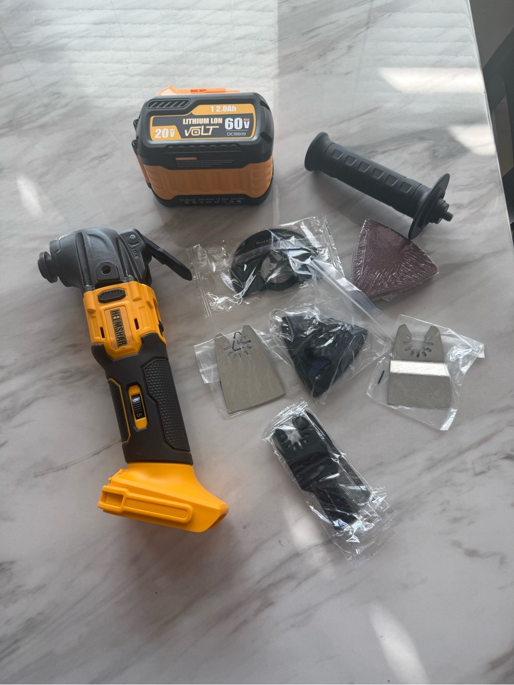HEIMSHIAR brushless cordless angle grinder/multi-function tool kit with battery